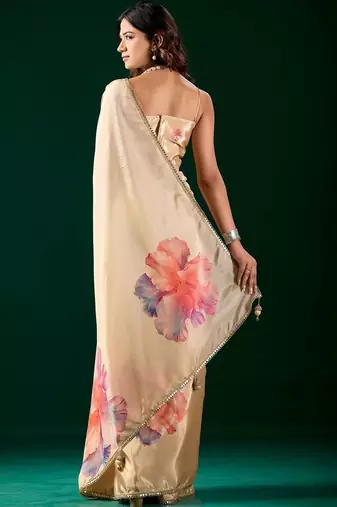 Floral printed Organza Designer  Saree with blouse 