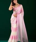 Tie and Dye Organza Designer Saree with blouse 