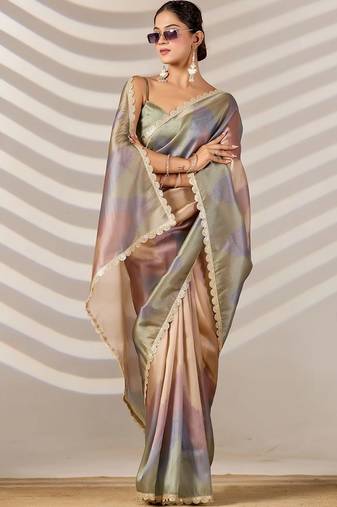 tie and dye organza designer saree with blouse with blouse 