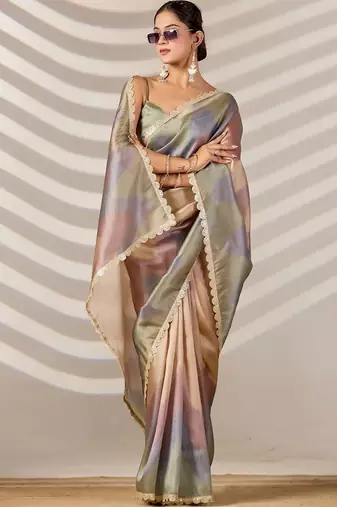 tie and dye organza designer saree with blouse with blouse 