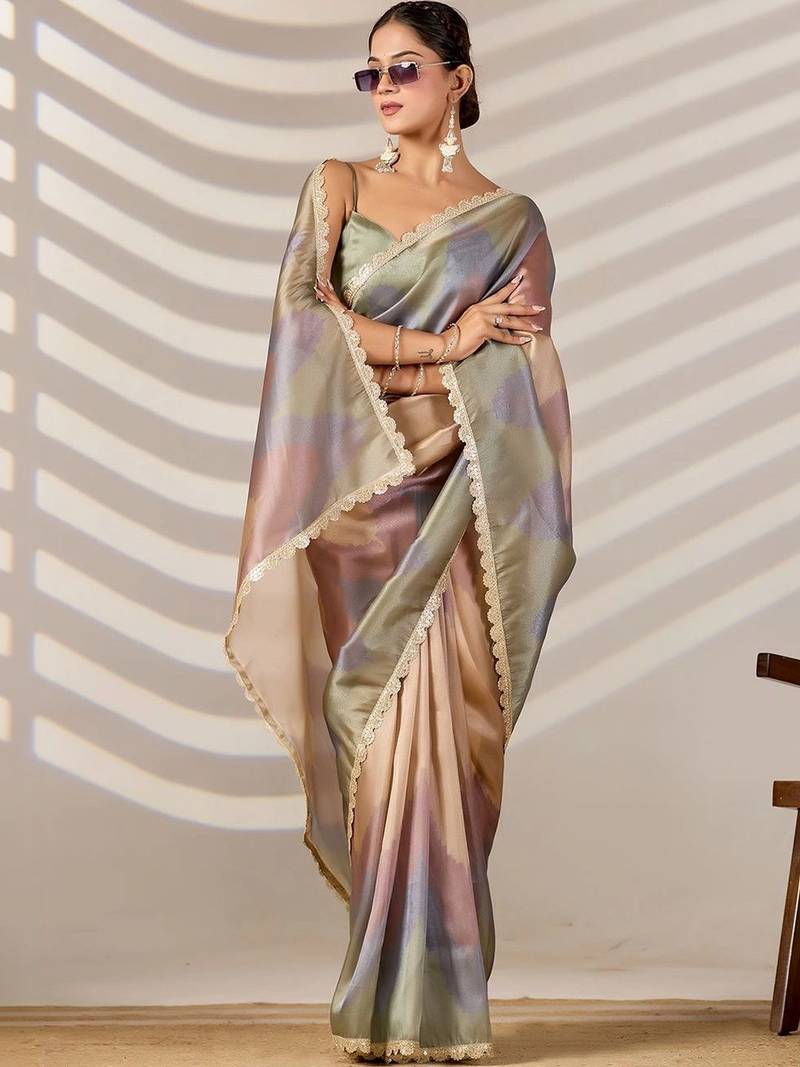 tie and dye organza designer saree with blouse with blouse 