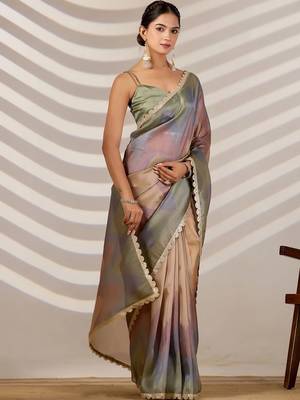 tie and dye organza designer saree with blouse with blouse  2