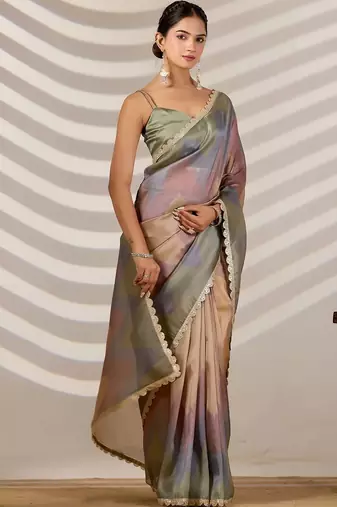 tie and dye organza designer saree with blouse with blouse 