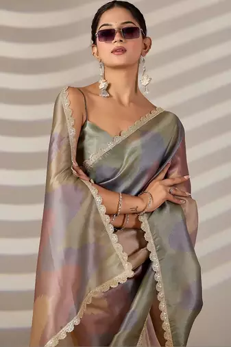 tie and dye organza designer saree with blouse with blouse 