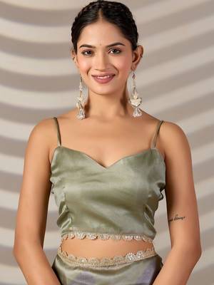 tie and dye organza designer saree with blouse with blouse  5