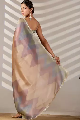 tie and dye organza designer saree with blouse with blouse 