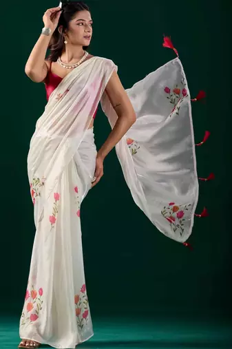 Floral Organza Designer Saree with blouse