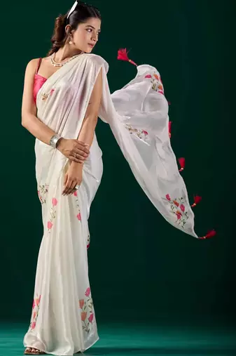 Floral Organza Designer Saree with blouse