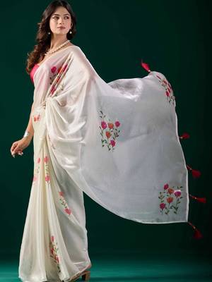 Floral Organza Designer Saree with blouse 3