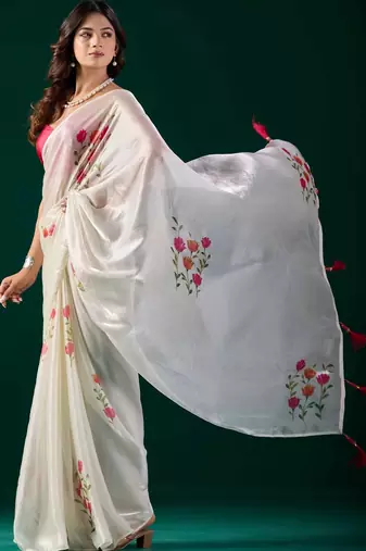 Floral Organza Designer Saree with blouse