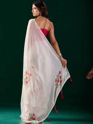 Floral Organza Designer Saree with blouse 6