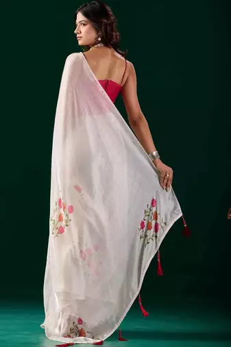 Floral Organza Designer Saree with blouse