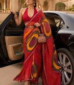 tie and dye embroidered poly georgette designer bandhani saree with blouse 