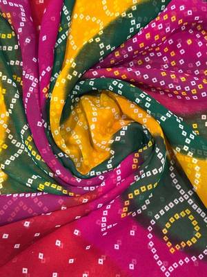 tie and dye embroidered poly georgette designer bandhani saree with blouse  4