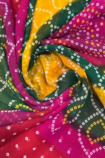 tie and dye embroidered poly georgette designer bandhani saree with blouse 