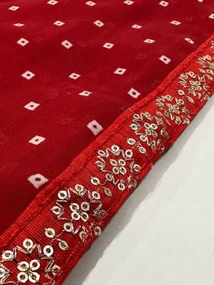 tie and dye embroidered poly georgette designer bandhani saree with blouse  5