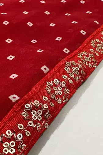 tie and dye embroidered poly georgette designer bandhani saree with blouse 