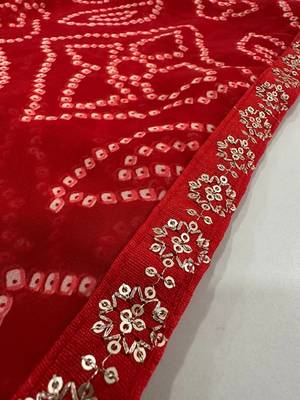 Bandhani Embroidered Poly Georgette Designer Bandhani Saree wtih blouse  6