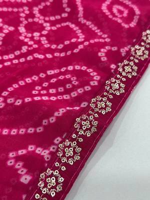 Bandhani Sequinned Poly Georgette Bandhani Saree with blouse 6