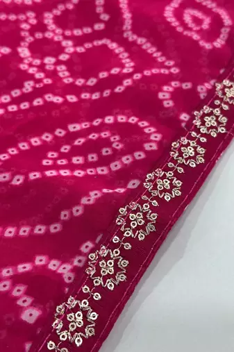 Bandhani Sequinned Poly Georgette Bandhani Saree with blouse