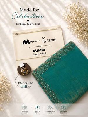 beads and stones silk blend saree with blouse 2