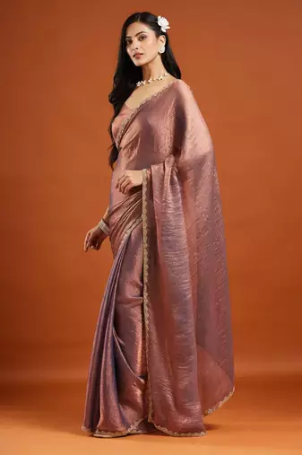 embellished beads and stones saree with blouse