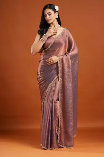 embellished beads and stones saree with blouse