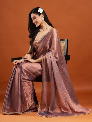 embellished beads and stones saree with blouse 5