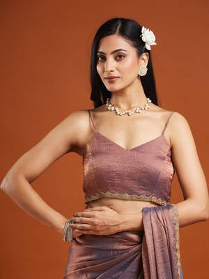 embellished beads and stones saree with blouse 7