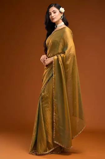 solid beads and stones saree with blouse 