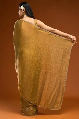 solid beads and stones saree with blouse 