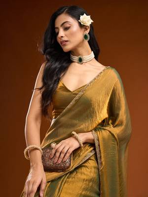 solid beads and stones saree with blouse  5