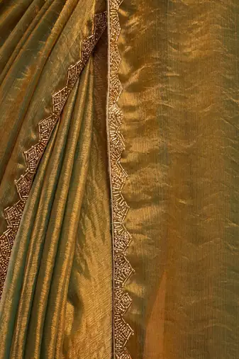 solid beads and stones saree with blouse 