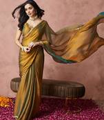 embroidered silk blend ready to wear saree with blouse 