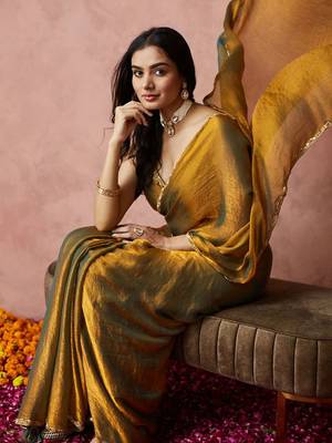 embroidered silk blend ready to wear saree with blouse  3