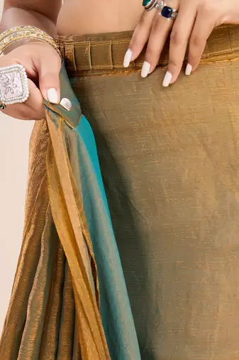 embroidered silk blend ready to wear saree with blouse 