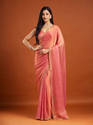 embellished beads and stones saree with blouse  2
