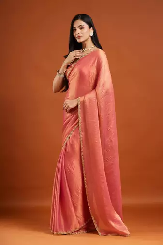 embellished beads and stones saree with blouse 