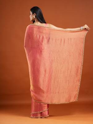 embellished beads and stones saree with blouse  4