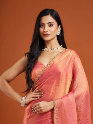 embellished beads and stones saree with blouse  6