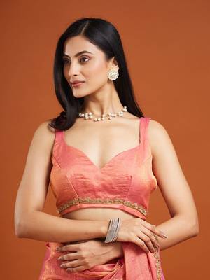 embellished beads and stones saree with blouse  7