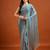 solid embellished beads and stones silk blend saree with blouse 