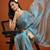 solid embellished beads and stones silk blend saree with blouse 