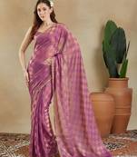 checked woven design zari saree with blouse 