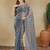 woven design checked embellished beads and stones border saree with blouse 