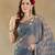 woven design checked embellished beads and stones border saree with blouse 