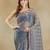woven design checked embellished beads and stones border saree with blouse 