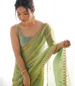 embellished sequinned tissue saree with blouse 