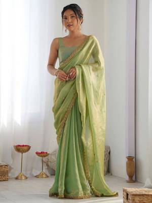 embellished sequinned tissue saree with blouse  2