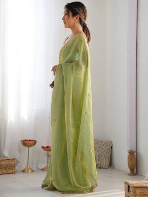 embellished sequinned tissue saree with blouse  4